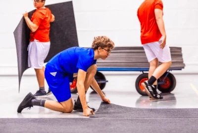 EFFEX Teppichfliesen, Bodenschutzmatten für Sporthallen,